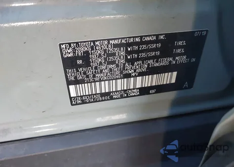 2019 Toyota Rav4 Xle Premium из США, поврежденный, VIN 2T3C1RFV0KC020461